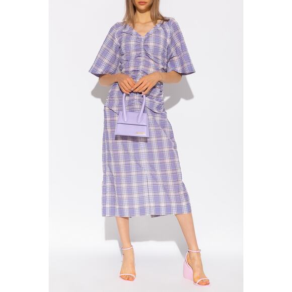 Ganni Seersucker Check Midi Dress Size 6